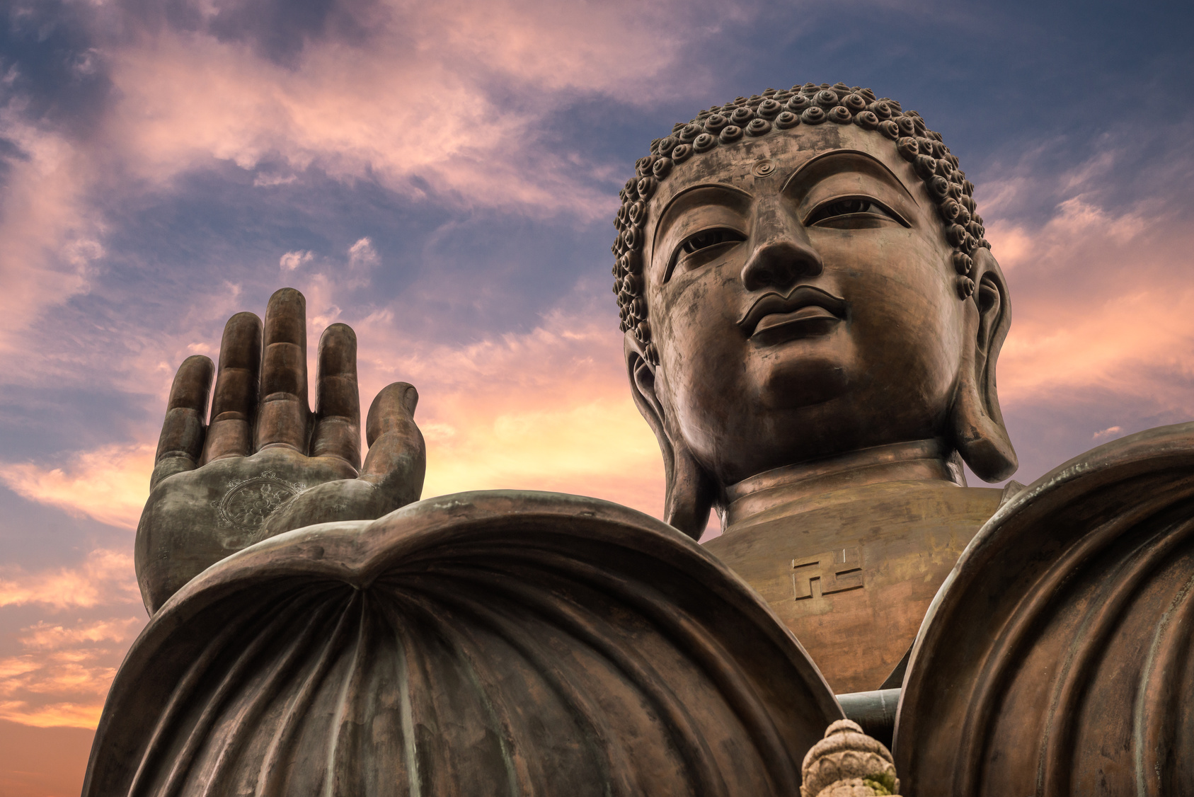 The enormous Tian Tan Buddha at Po Lin Monastery in Hong Kong.